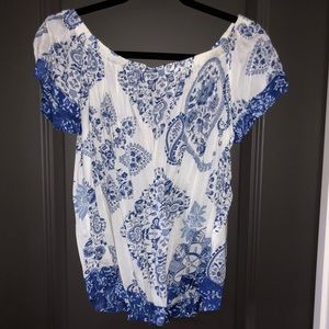 Lucky brand paisley off the shoulder top